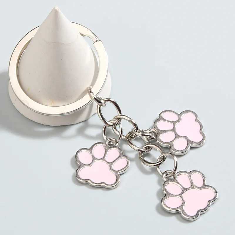 Cute Enamel Keychain Cat Dog Paw Key Ring Footprints Key Chains For Women Men Handbag Accessorie DIY Handmade Jewelry GiftsX240919