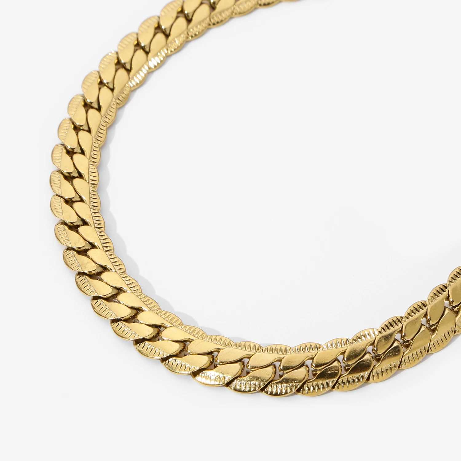 HIYEE Punk 3/4/5/6/7mm Embossed Flat Snake Chain Necklace Gold/Silver Colored Stainless Steel Chain Men Women Fashion JewelryX240919