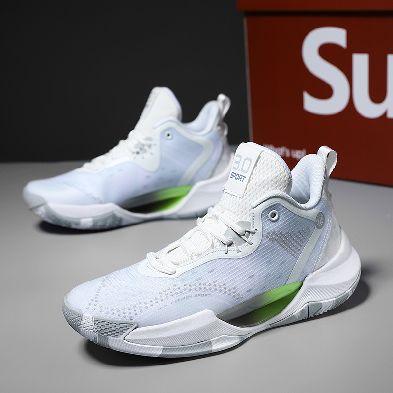 Sports Basketball Shoes Men's Training Leisure Anti-slip Wear Breathable Real Combat Rebound High-top Large Size Ball Shoes 2024