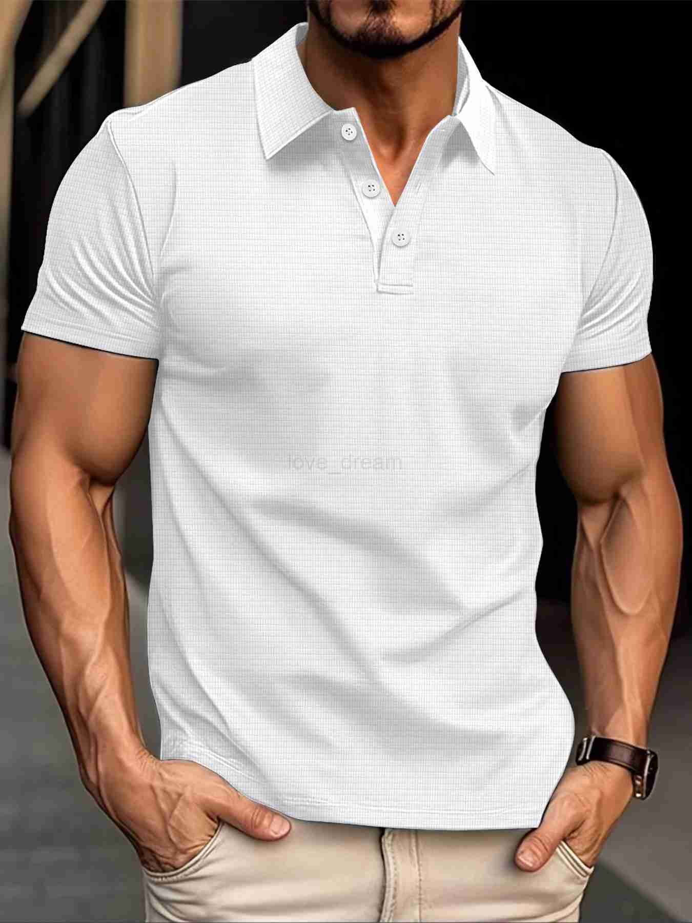 New mens short sleeve T-shirt summer solid color lapel polo shirt men breathable street clothing POPL shirtXJ240920