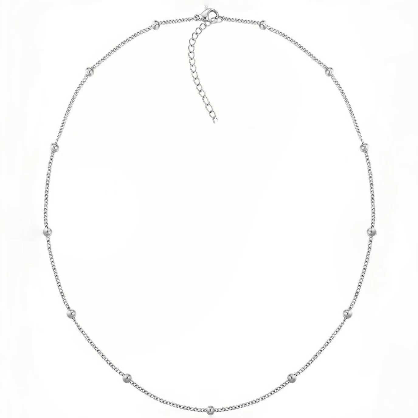 Womens stainless steel beaded necklace Fashion trend Simple clavicle chain Variable length 45+5cm small bead diameter 3mmX240919