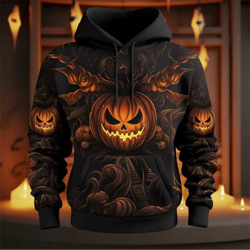 Horror Pumpkin Head Pattern Hoodie Fashion Spring Autumn Halloween 3D Printed Sweatshirt Trend Streetwear Loose Sports Pullovers Y240920