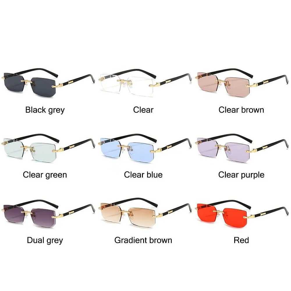 Trendy Rimless Sunglasses for Men Women Fashion Frameless Rectangle Sun Glasses Retro Shades Summer Traveling Eyewear UV400X240920
