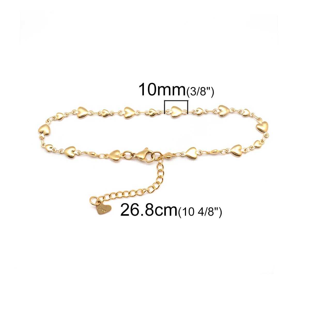 304 Stainless Steel Anklet Gold Color Chain Anklets For Women on the foot Jewelry Summer Party leg Gifts Adjustable 1 Piece Y240920