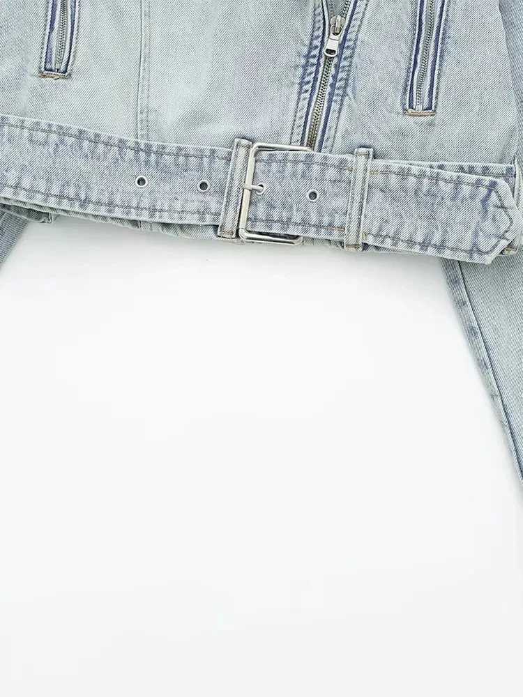 Nlzgmsj Women 2024 Autumn Winter Denim Coat Lapel Long Sleeve Short Jackets Lady Chic Loose Streetwear Women JacketX240920