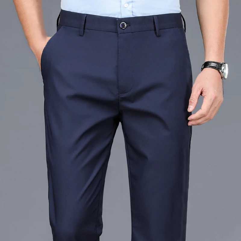 Mens smart casual pants stretch sports mens fast drying Trouser Spring and Autumn full length straight office black navy work pants W240919