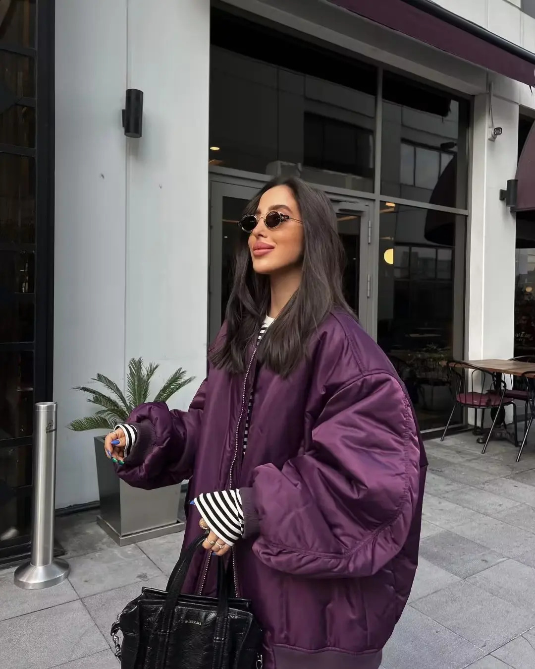 Y2K TRAF Oversized Bomber Jackets for Women 2024 Loose Jacket Coat Lady Chic Stand Collar with Pockets Streetwear Outerwear 240920