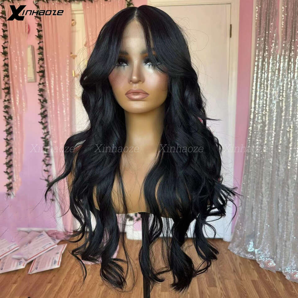 #1 Jet Black Body Wave Silk Top Human Wigs Brazilian Remy Wavy Pre Plucked 360/13x6 Full Lace Wig With Baby Hair