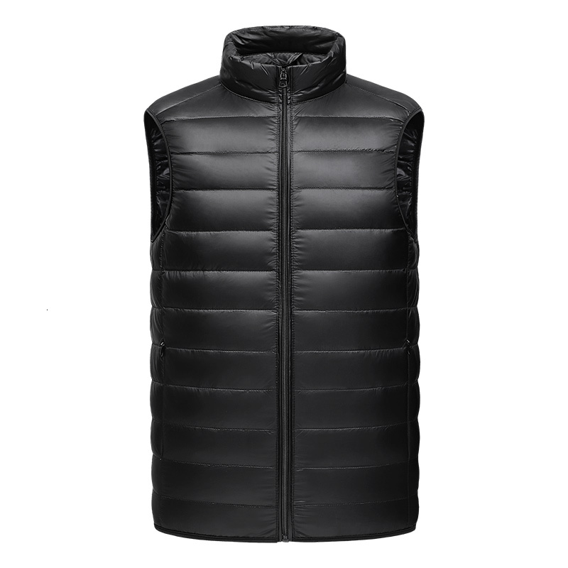 Autumn Winter Duck Down Men Warm Thick Stand Collar Sleeveless Waistcoat Mens Casual Waterproof Windproof Puffer Vest