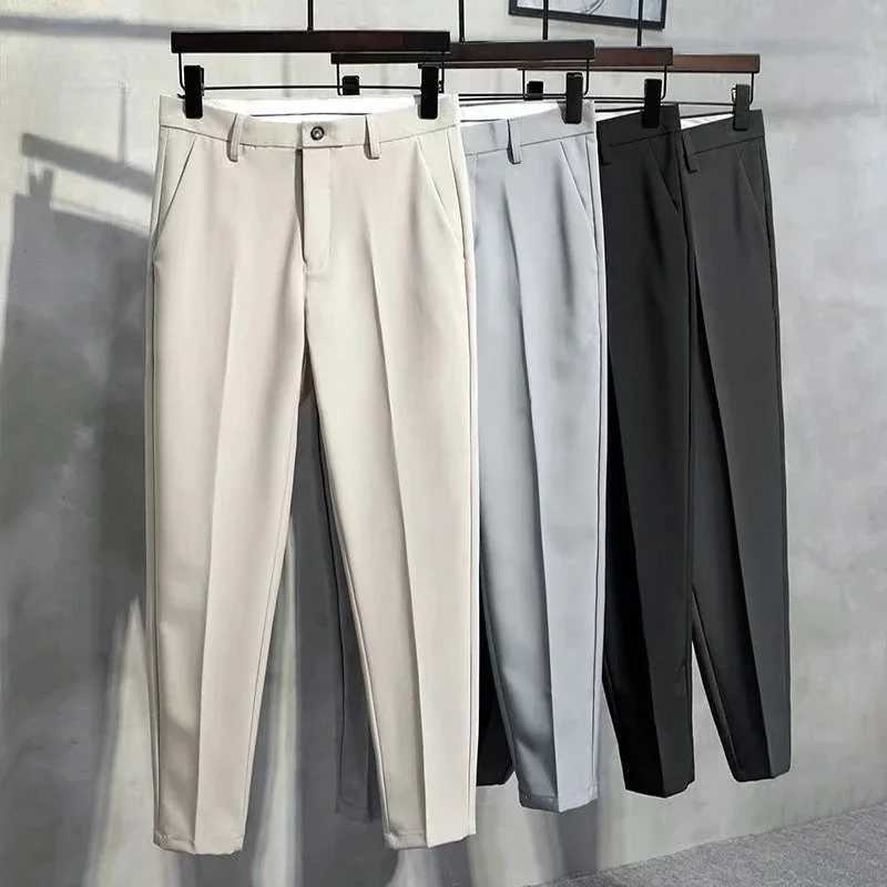 New Spring/Summer Set Mens Thin Business Pants Grey Black Khaki Straight Korean Mens Large Size 27-40 42 W240919