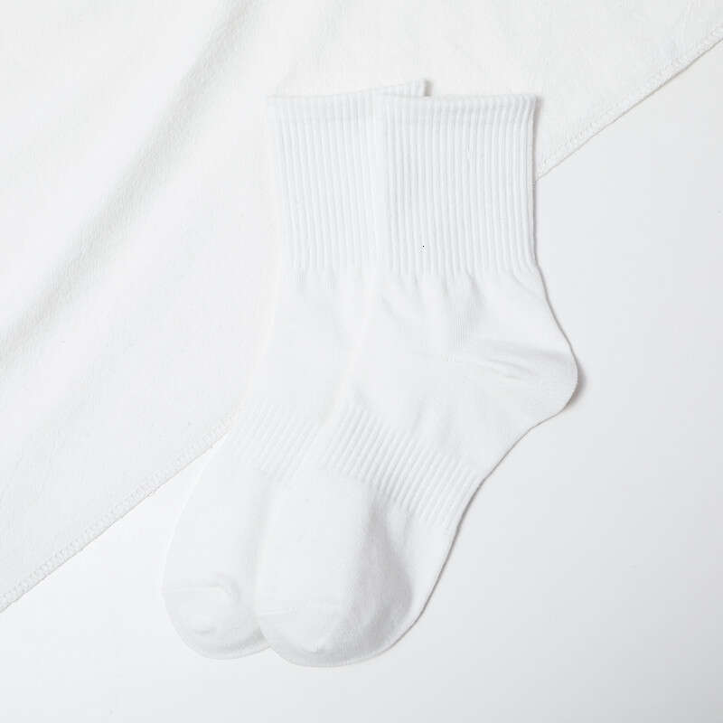 White Socks, Children's Mid Length Socks, Spring And Autumn Pure Cotton Ins, Trendy Black Long Socks, Summer Thin Style, Solid Color Long Tube Me
