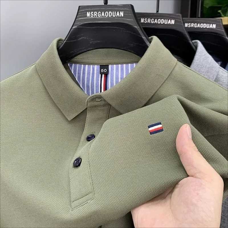 Mens pure cotton short sleeved polo shirt summer lapel Paul T-shirt casual mens T-shirt half sleevedX240920