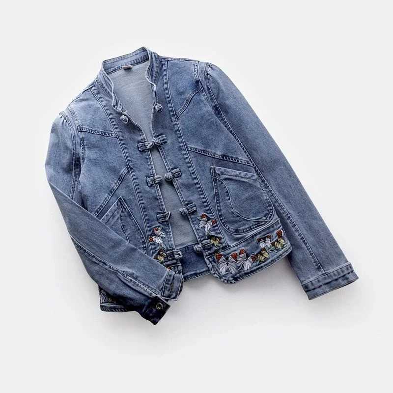 Women Jeans Jacket 2022 New Spring Autumn Clothing Embroidered Short Denim Jackets Female Basic Coat Long Sleeve OuterwearX240920