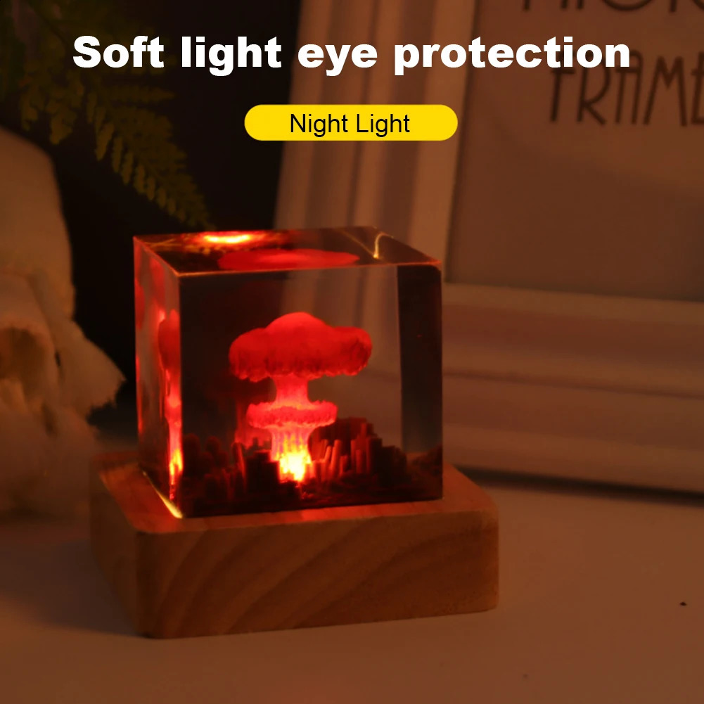 Nuclear explosion bomb mushroom cloud lamp 3D resin night light used for courtyard living room decoration Christmas gift LED 240919