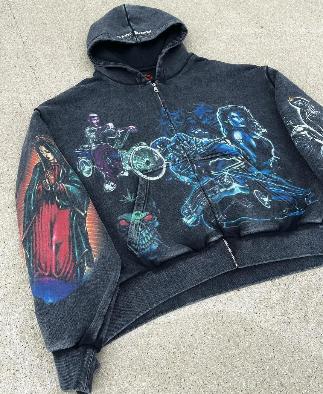 Harajuku HUSTL3RS DIARY Oversized Zip Up Hoodie Streetwear Tops Sweatshirt Y2k Clothes Grunge Hoodies Women Men Clothing 240911