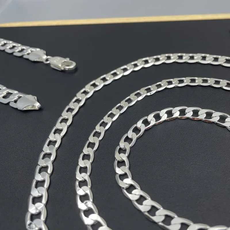 Mens 925 Sterling Silver Necklace 2/4/6/8/10/12MM 40-75cm Face Chain Necklace Lobster Clasp Men Women Engagement Jewelry GiftsX240919