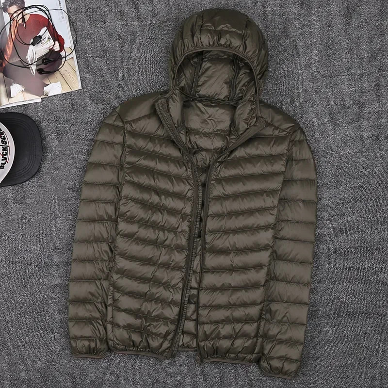 2024 New High-Grade White Duck Light Down Short Hooded Men's Autumn Winter Lightweight Coat Men Jacket