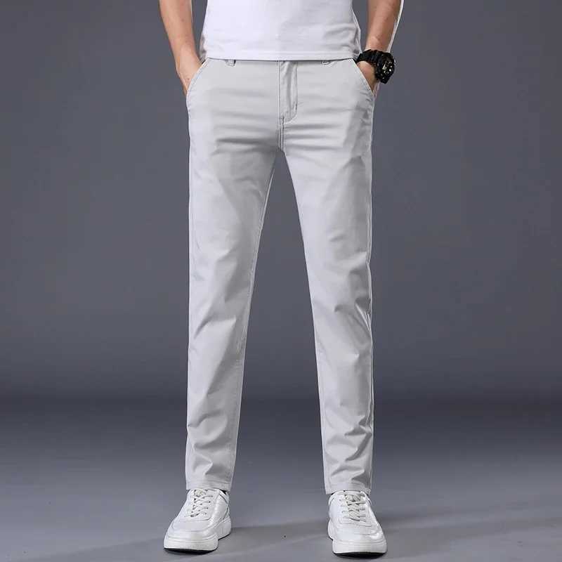 7-color mens classic summer thin casual pants business fashion elastic cotton ultra-thin solid color mens brand clothing W240919