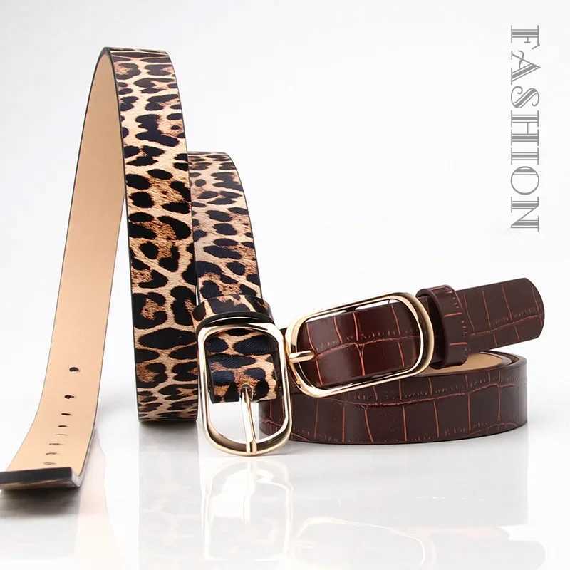 2023 New Retro Edition Fashion Jeans with Needle Buckle Snake Leopard Printed Womens Belt and Black Designer Belt W240920