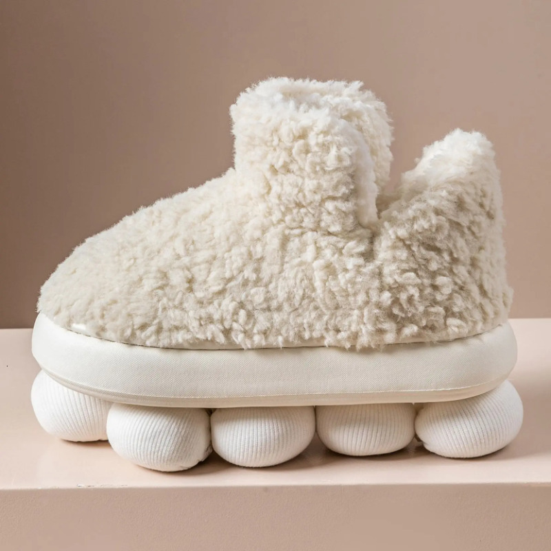2023 Warm Cloud Faux Plush Winter women's slippers Home Cotton Shoes EVA Slipper Men's Sandals Slides Thick Platform For House