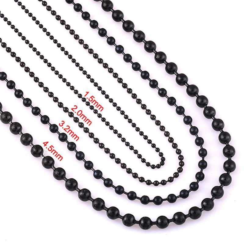 Width 1.5mm-5mm Black Stainless Steel Ball Chain For Charm Pendant Waterproof Match Rolo Necklace WholesaleX240919