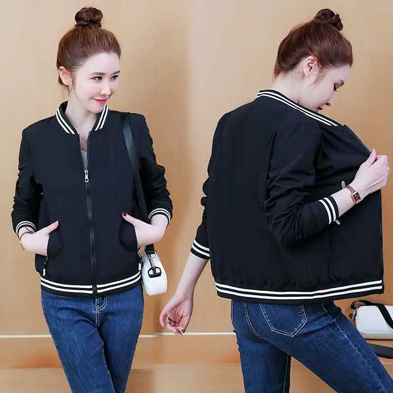 Womens Spring and Autumn New Small Jacket Short Small and Tall Wearing Baseball Jacket Loose Small Fragrant CoatX240920