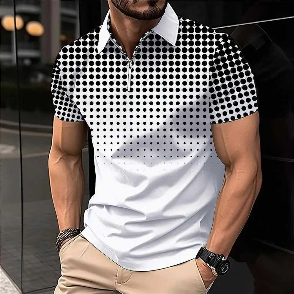 Summer T Shirts for Men 2024 Short Sleeve Mens Clothing Collar 3D Printing Plain Shirt Striped Polo Tees Fashion Pullover TopsX240920