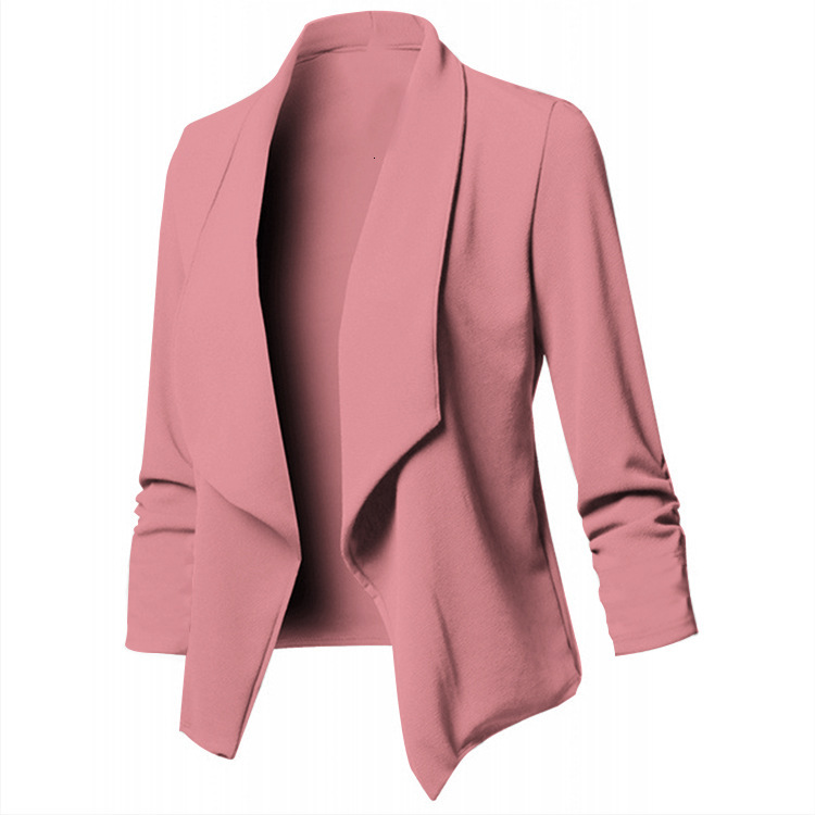 Women OL Oversized S-5XL Female Notched Long Sleeve Pleated Slim Business Workwear Cardigan Blazers Coats ZC545