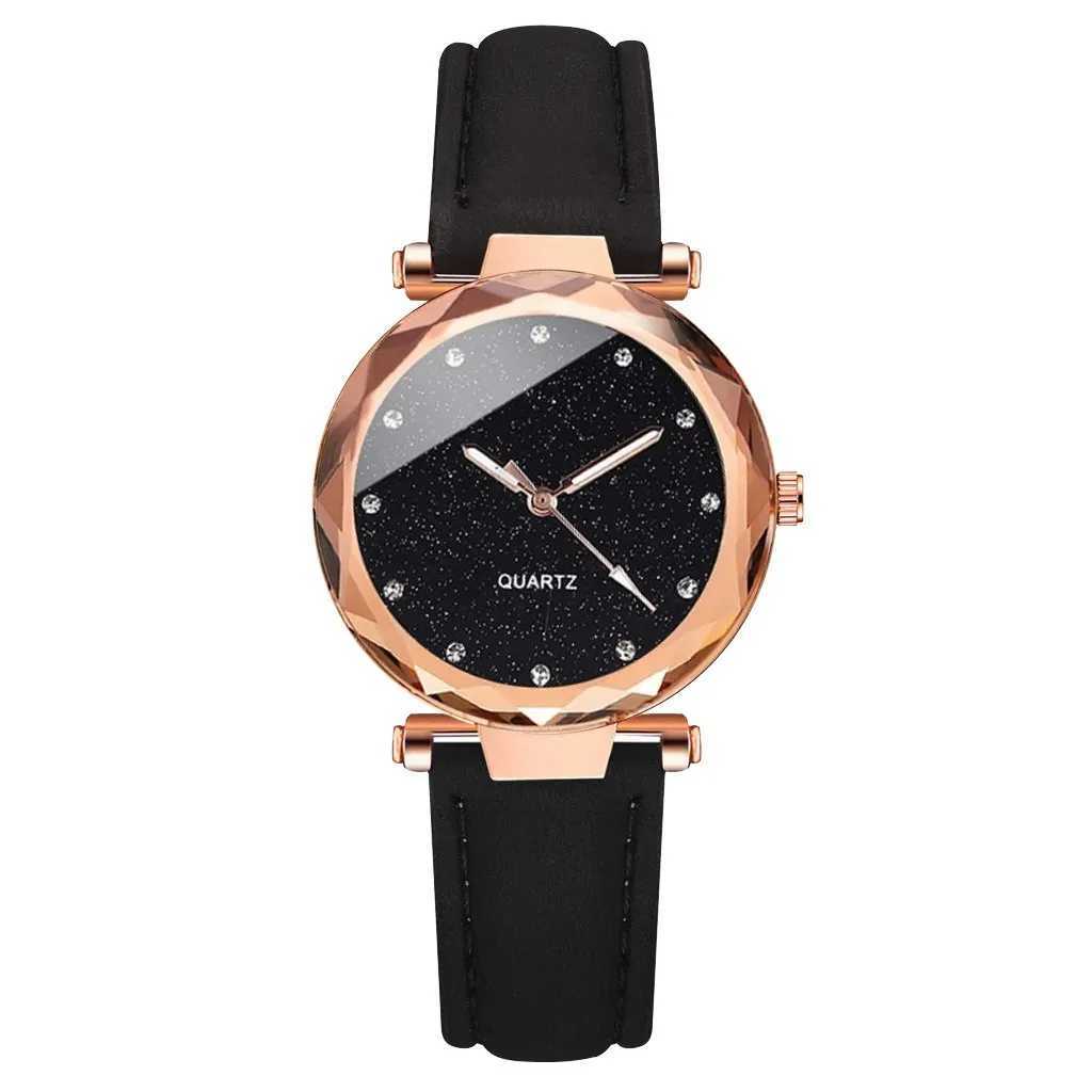 2pcs Luxury Fashion Women Watch Set PU Leather Strap Ladies Quartz Wristwatch Rhinestone RoseGold Alloy Bracelet For Ladies GiftX240920