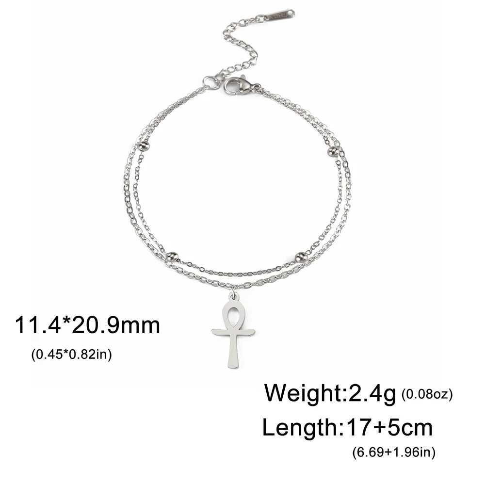 Dawapara Ankh Cross Ankle Bracelet Religious Egyptian Key of Life Cross Bracelet for Men Women Stainless Steel Jewelry Y240920