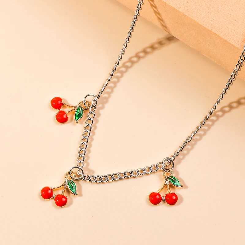 Fashion Charm Red Cherry Gold Chain Anklets for Women Silver Color Adjustable Bracelets Anklet Ankle Jewelry Party Gifts Y240920