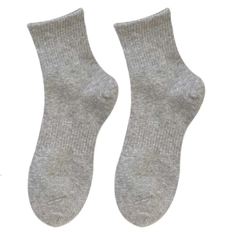 White Socks Children's Mid Length Socks Spring And Autumn White Sports Short Socks Sweat-Absorbing And Odor Proof Long Length Men's Socks So