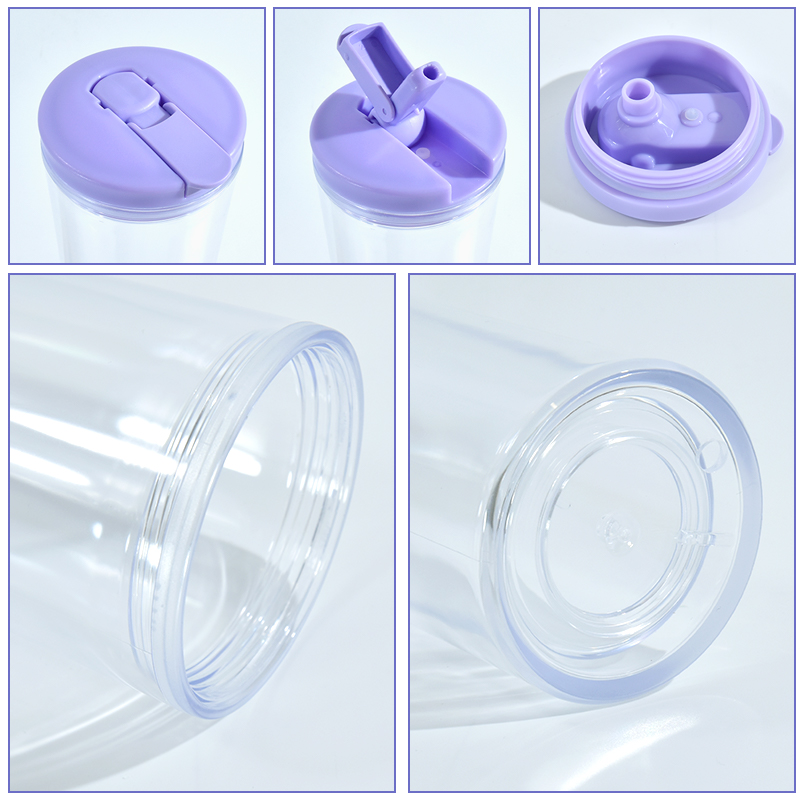 20oz Snow globe Pre-drilled hole plastic cup double wall Acrylic tumbler for Vinyl UV DTF sticker DIY Drinkware drinking cups plug free