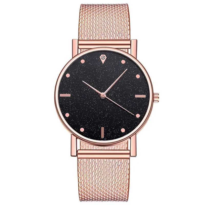 Black Women Watches Starry Sky Mesh Silicone Strap Woman Fashion Quartz Wristwatch Dropshipping Ladies Clock Sale Simple RelogioX240920