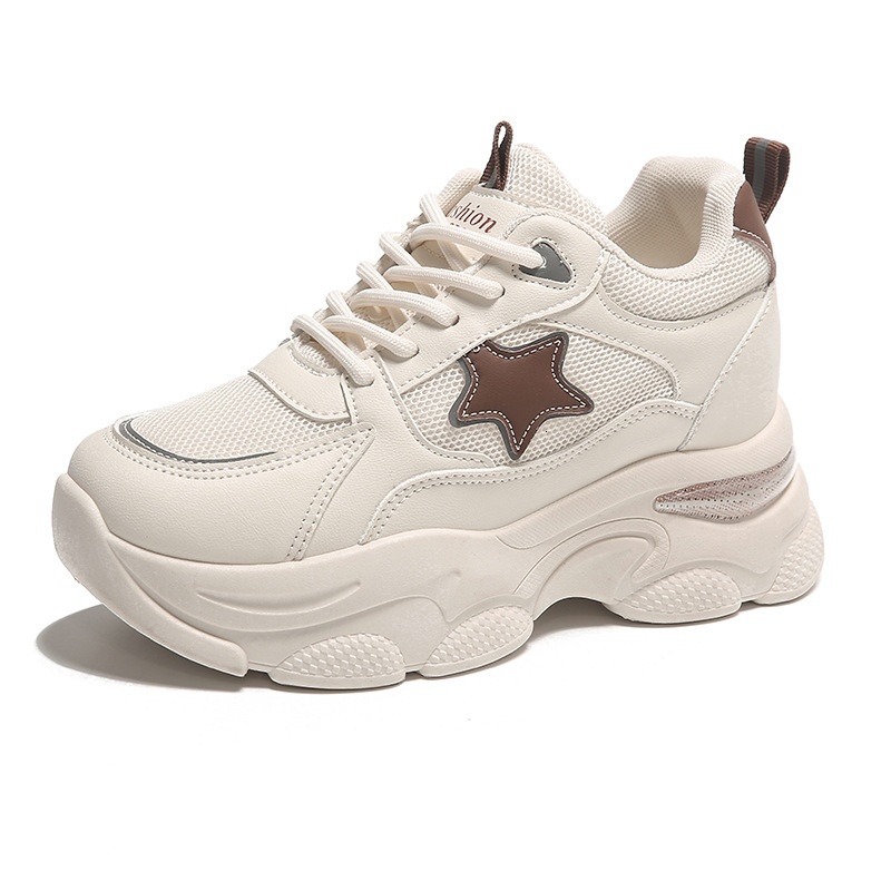 Dad's for women 2023 new spring and autumn season thick soled versatile sports shoes, casual interior height increasing double mesh breathable wh