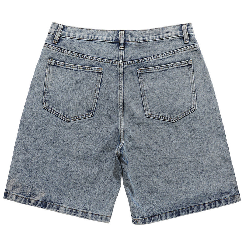 Streetwear Haruku Denim 2022 New Men Patchwork Oversized Hip Hop Blue Jeans Summer Casual Loose Shorts