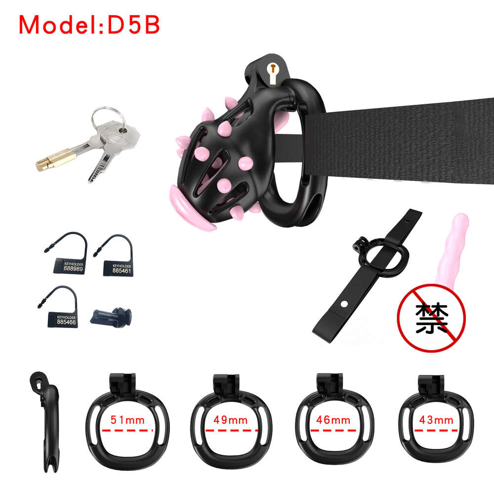 New resin Wearable chastity cage high end Black cock cage with catheter number pin lock light long term wear