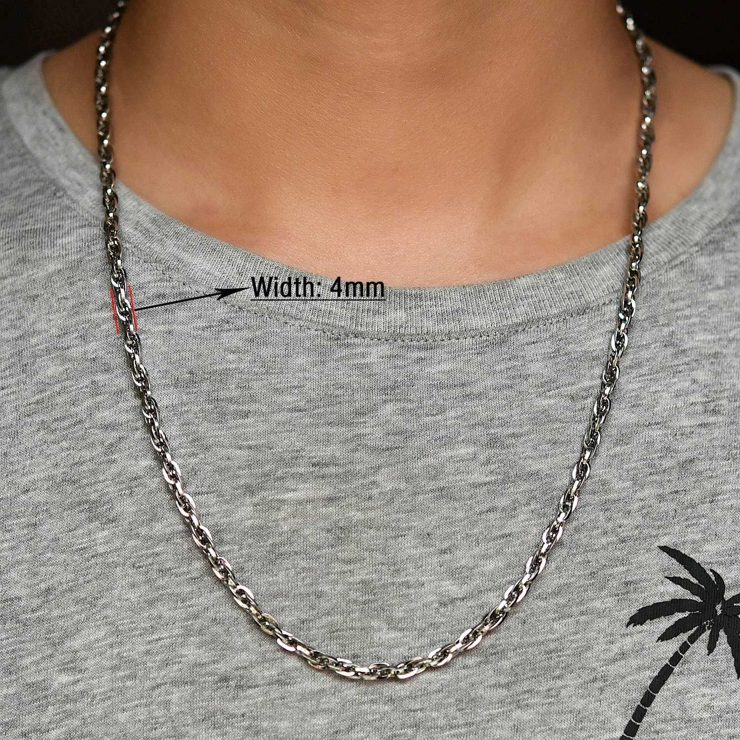 2/3/4/5MM Stainless Steel Link Cable Chain Men Women Silver Color Necklace High Quality Waterproof Jewelry AccessoriesX240919