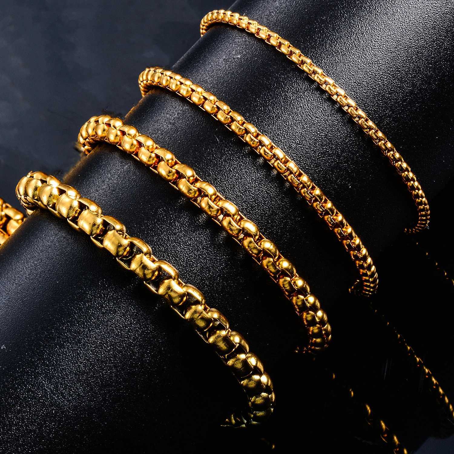 1 Piece 2mm/3mm/4mm/5mm Thickness Gold Color Link Jewelry Classic Curb Necklace Stainless Steel Chain for Men WomenX240919