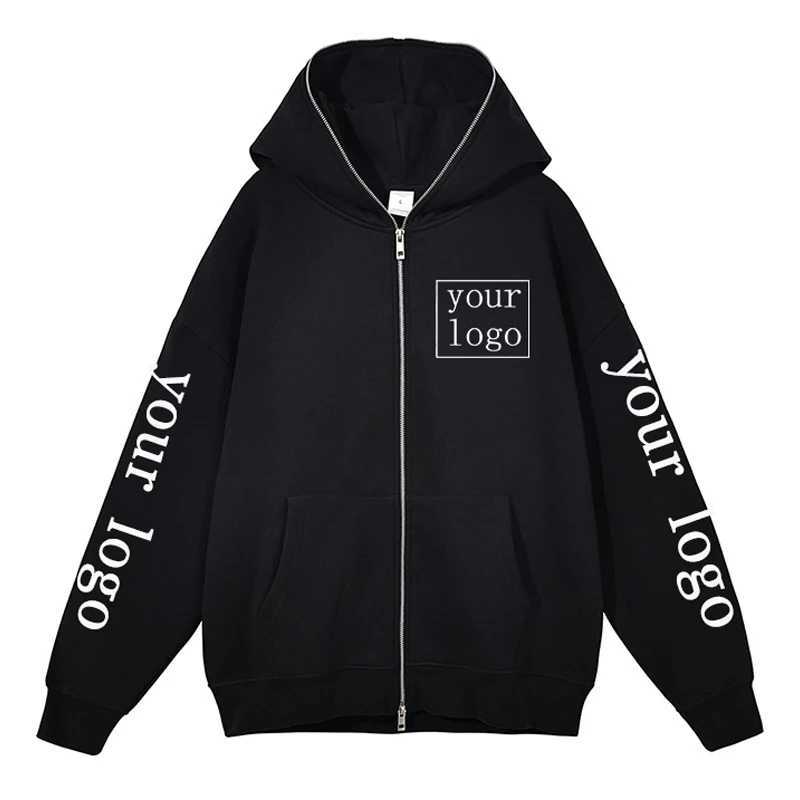 Customized Zipper Hoodie Mens Personalized Printed Sweatshirt Design Your Own/Pattern Y2K Street Clothing Zipper Jacket Coat W240919