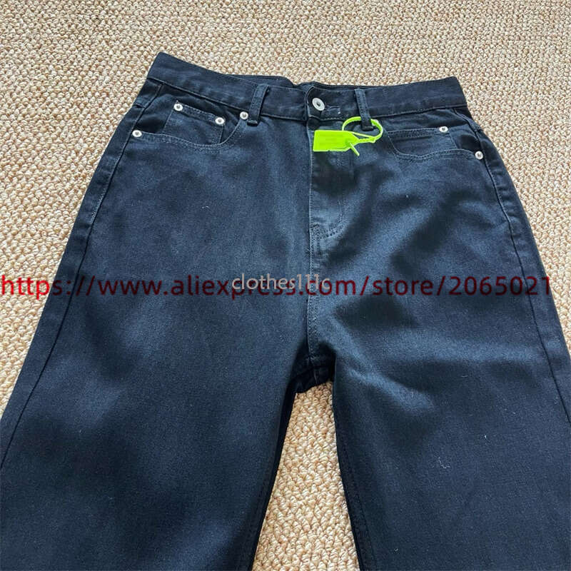 Elastic Or Mop Micro Horn Pants Jeans For Men Women Black Washed Joggers Trousers