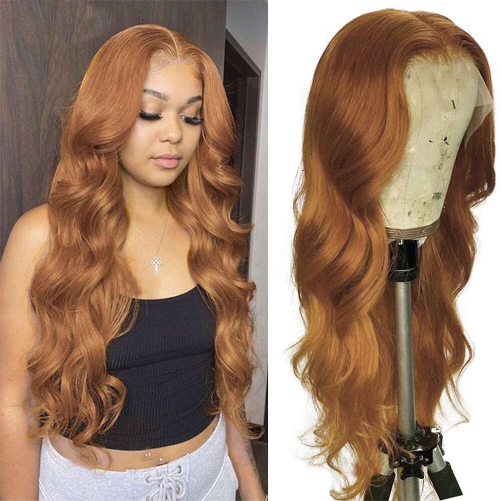 Ginger Brown Synthetic Lace Front Wig For Women Glueless With Baby Natural Hair E Orange Blonde Wigs Heat Resistant Fiber