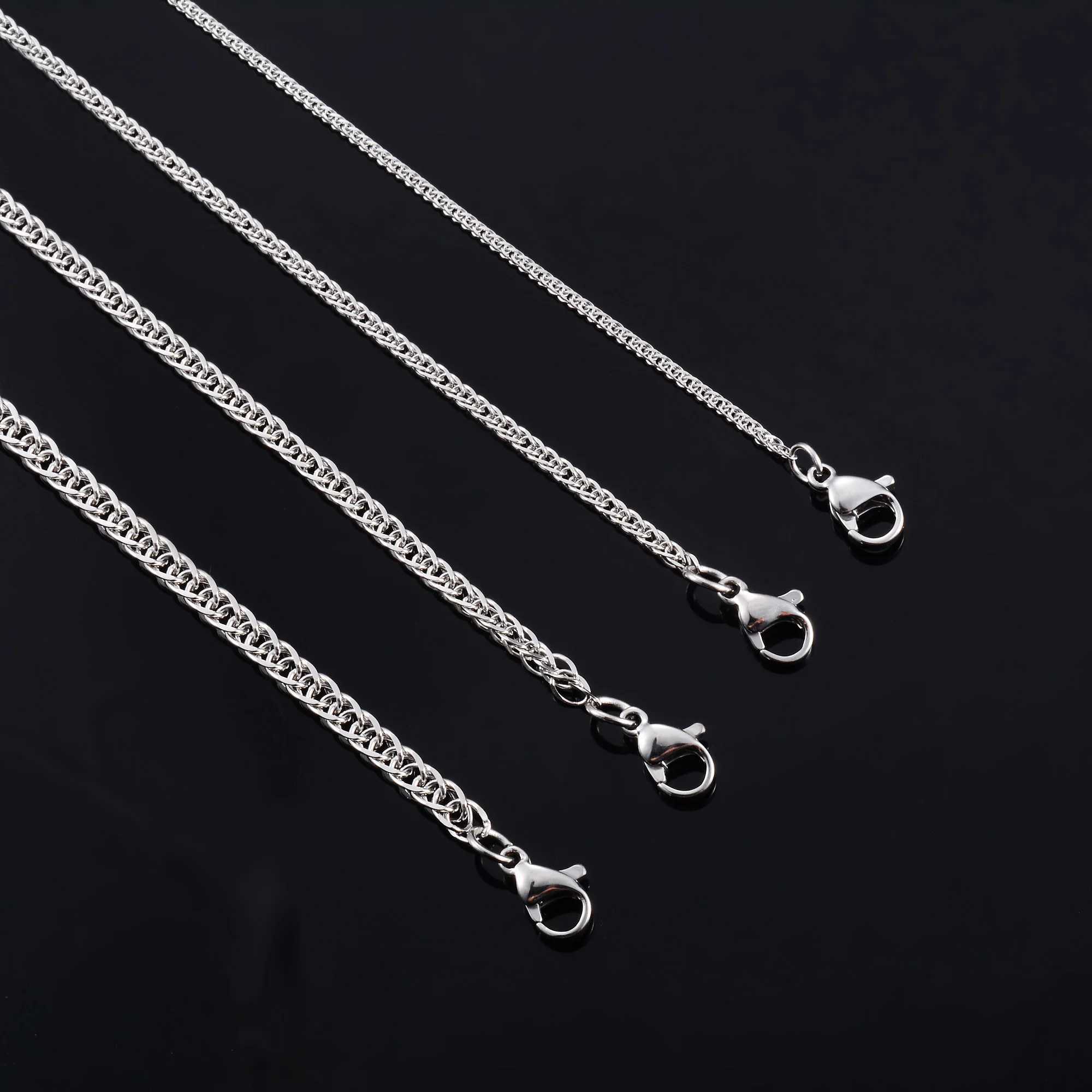 Stainless Steel Weaving Chain Long Necklace for Women Men Choker on Neck Collarbone Silver Color Waterproof Jewelry AccessoriesX240919