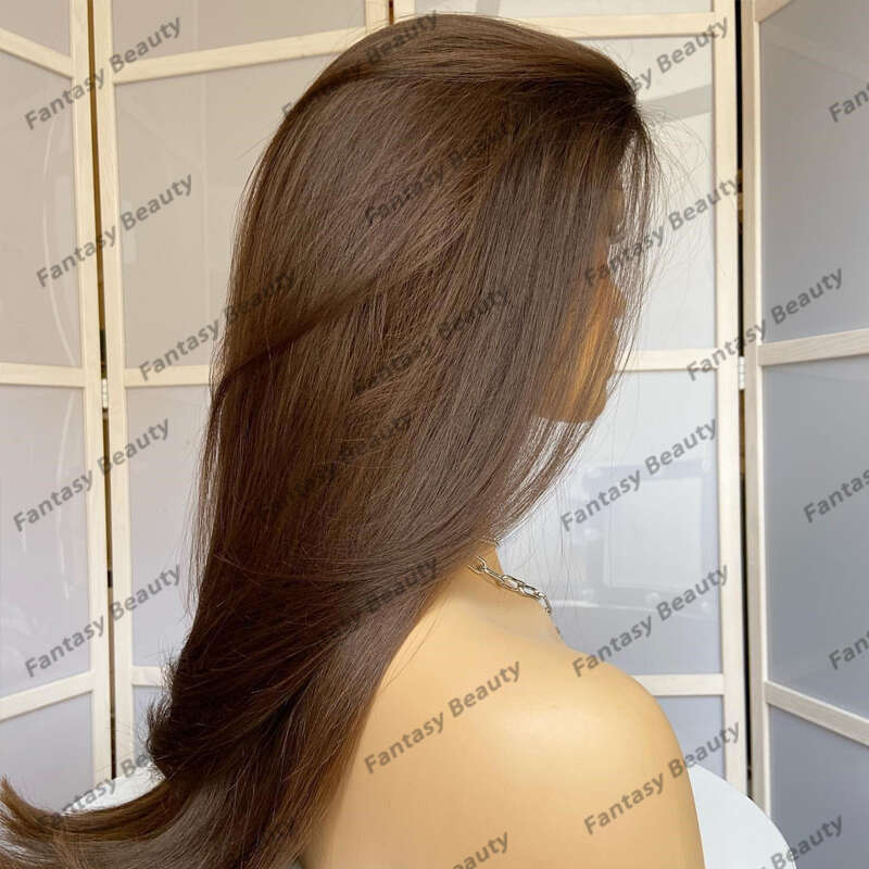 Top Quality Soft Silky Straight Golden Honey Brown Synthetic Hair Lace Front Natural Haire Glueless Long 26Inches Wigs