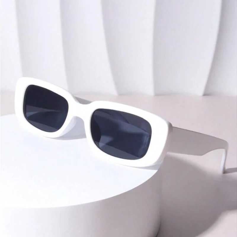 Elegant White Rectangle Sunglasses Fashion Popular Small Frame Sun Glasses Women Men Square Shades Summer Traveling EyewearX240920