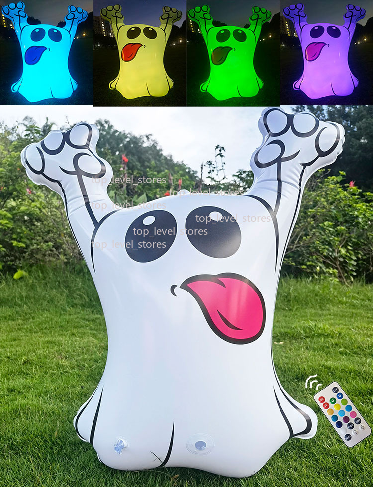 New Halloween Garden Decoration Inflatable Ghost 72CM Remote Control Light Out Tongue Ghost Party Garden Decoration Scene Layout ffd