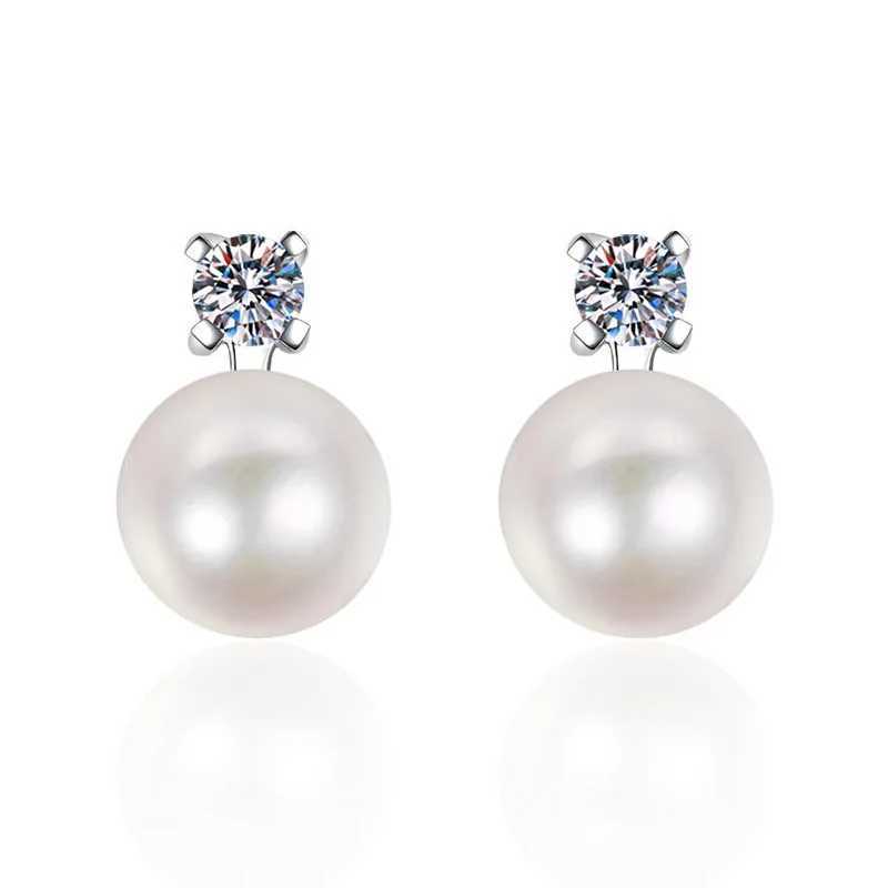 9mm Freshwater Culture Pearl Bridal Earrings Made of Pure Silver Earrings with Moissanite Top Bridal Wedding Jewelry W240919