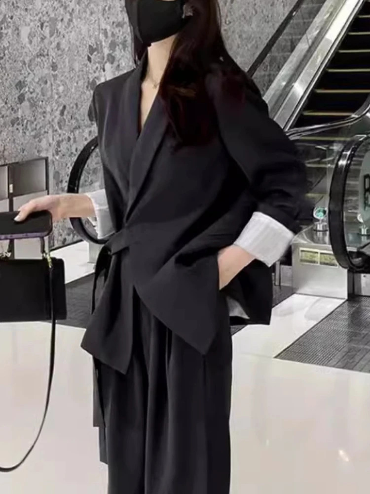 Korean Suit Set Women Version Temperament Professional Loose Relaxed British Style Two Piece Woman Clother 240919