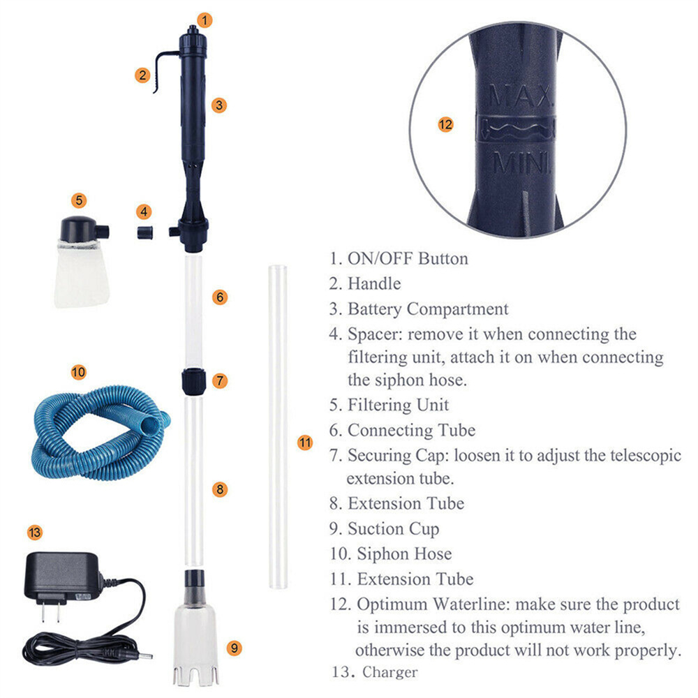 Electric Water Changer Siphon for Fish Tank Water Filter Pump Aquarium Electric Gravel Cleaner Water Change Pump Cleaning Tools