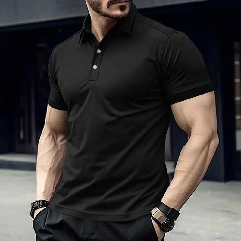 New Mens Short Sleeve Polo Shirts Summer Tshirt Lapel Breathable Basic Button-up Gym Top Lightweight Loose Men ShirtsX240920